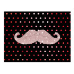 Roligt flickaktigt rosa mönster för Bling mustasch Vykort