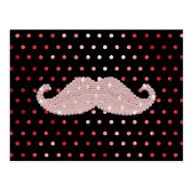 Roligt flickaktigt rosa mönster för Bling mustasch Vykort