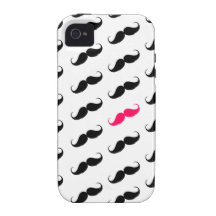 Roligt flickaktigt rosa och svart mustaschmönster