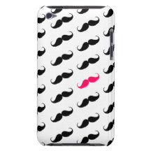Roligt flickaktigt rosa och svart mustaschmönster iPod touch överdrag