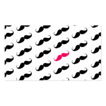 Roligt flickaktigt rosa och svart mustaschmönster visit kort