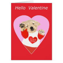 Roligt guld- Retrievervalpvalentin kort för dag