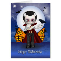 roligt kort för vampyrhalloween hälsning med fladd