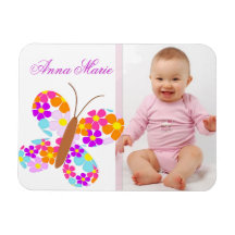 Roligt meddelande "för blommafjärils" baby rektangel magnet