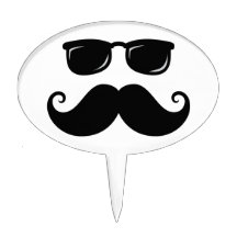 Roligt mustasch- och solglasögonansikte tårtdekorationer