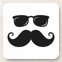 Roligt mustasch- och solglasögonansikte dryck underlägg