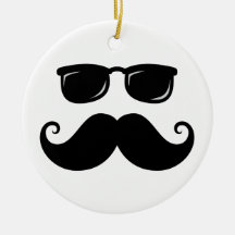 Roligt mustasch- och solglasögonansikte julgranskulor