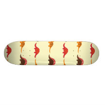 Roligt rött orange- och gröntDinosaurmönster Skate Board Decks