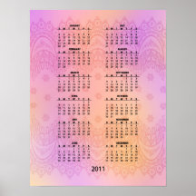 Romantisk rosa blom- kalender (från $11,95) affisch