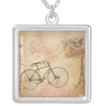 Romantisk vintage Paris i vårCollage Anpassningsbar Halsband