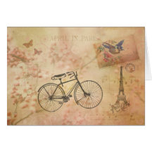 Romantisk vintage Paris i vårCollage Hälsningskort