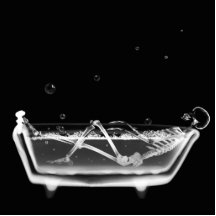 Röntga badet Time för skelett B&W Photo Sculpture