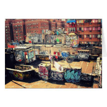 Rooftopgrafitti i Chinatown Hälsnings Kort