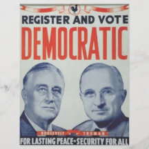 Roosevelt 1940 - Truman Full Färg Flygblad