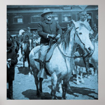 Roosevelt på hästrygg i Cyan Yellowstone Print