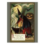 Rörd magisk kittel för vintageHalloween häxa Vykort