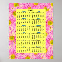 Rosa affisch för daisyväggkalender 2011