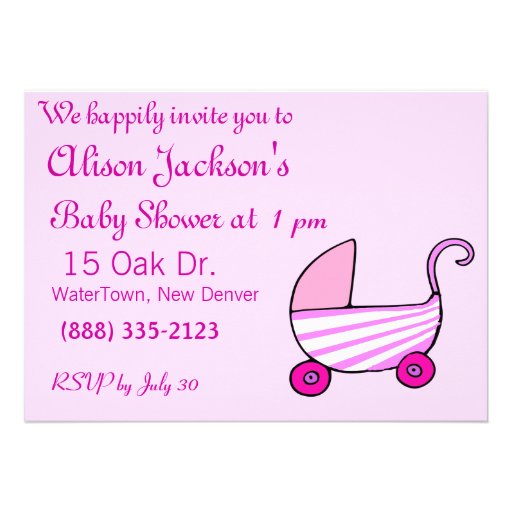 Rosa baby showerinbjudan