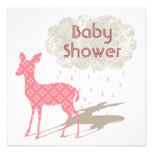 Rosa Bambi baby shower Inviation Skräddarsydda Inbjudan