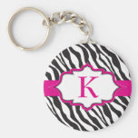 Rosa band Keychain för sebraMonogram Nyckelring