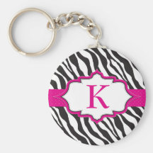 Rosa band Keychain för sebraMonogram Nyckelring
