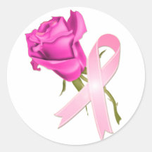 Rosa band med rosa *Breastcancermedvetenhet * Rund Klistermärke