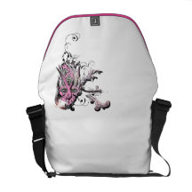 rosa band och arg messenger bag