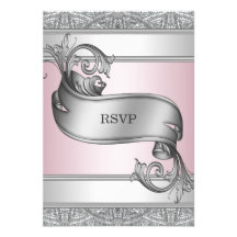 Rosa bat mitzvah OSA för silver Inbjudningar