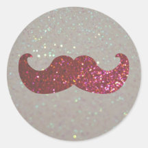 Rosa Bling mustasch (grafiskt Fauxglitter) Rund Klistermärke