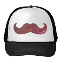 Rosa Bling mustasch (grafiskt Fauxglitter) Kepsar