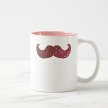 Rosa Bling mustasch (grafiskt Fauxglitter) Kaffe Mugg
