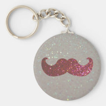 Rosa Bling mustasch (grafiskt Fauxglitter) Nyckel Ringar