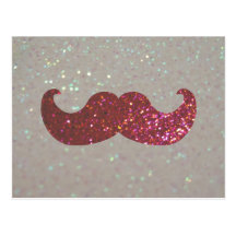 Rosa Bling mustasch (grafiskt Fauxglitter) Vykort