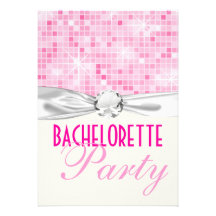 rosa bling party för diskognistrabachelorette inbjudan