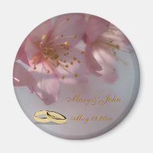 Rosa blom- bröllopsouvenir magneter