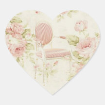 Rosa blom- ljuskrona för franskBudoir vintage Hjärtformade Klistermärken