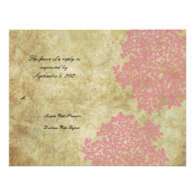 Rosa blom- vintage bröllopOSA Skräddarsydda Inbjudan