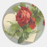 Rosa bröllop för vintage rund klistermärke