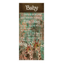 Rosa Bronze  Giraffes Damask Baby Invitation inbjudningar