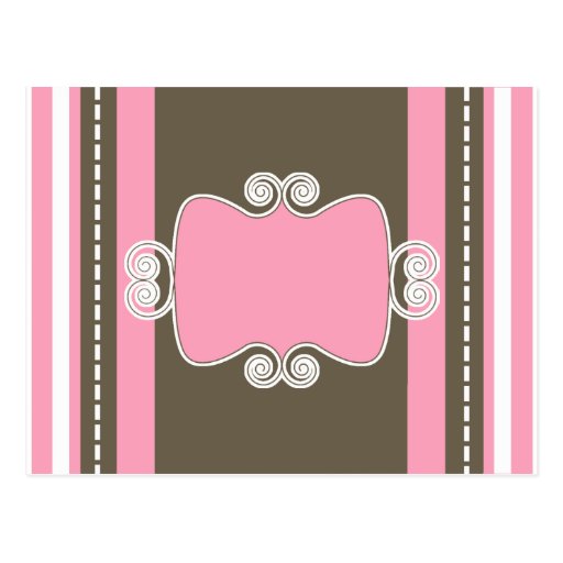 Rosa- & bruntMonogram Vykort