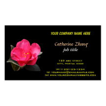 rosa camelliablommavisitkort