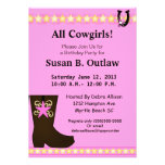 Rosa Cowgirlfödelsedaginbjudan