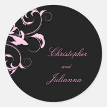 rosa damast för Liquorice 311-Julianna Runda Klistermärken