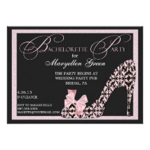 Rosa damast skor Bachelorette partyinbjudan
