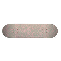 ROSA DAMASTAST MÖNSTER TEMPLA för damask04--grayGR Skate Board Deck