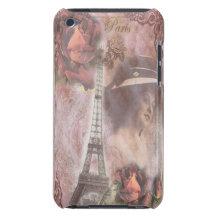 Rosa Eiffel för shabby chic torn & flickaCollage iPod Touch Case-Mate Fodral