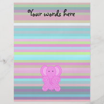 Rosa elefant på rosa randar för blått flygblad designs