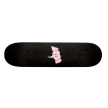 Rosa elefantansikte. Tecknad Skateboard