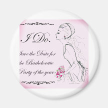 Rosa elegant Bachelorette partydesign Kylskåps Magneter