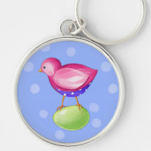 Rosa fågelblått högvärdiga Keychain Nyckelringar